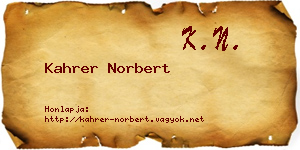 Kahrer Norbert névjegykártya
